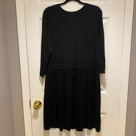 J. Jill Black Long Sleeve Round Neck Drawstring Waist Sheath Dress Size M - Picture 1 of 6